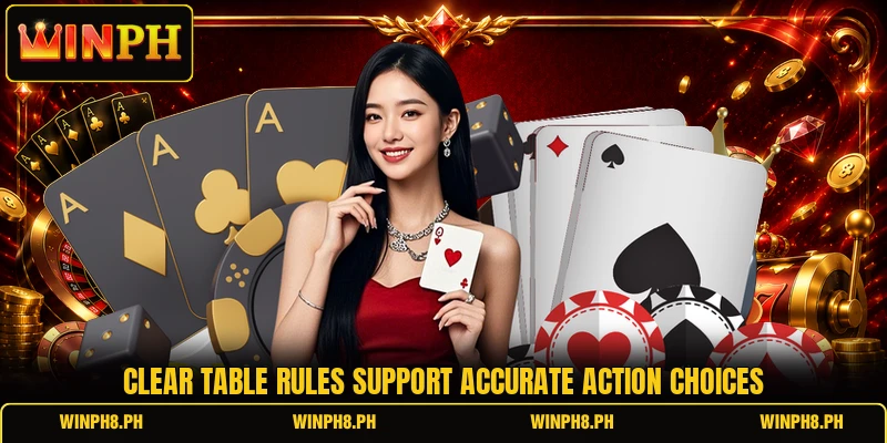 Clear table rules support accurate action choices